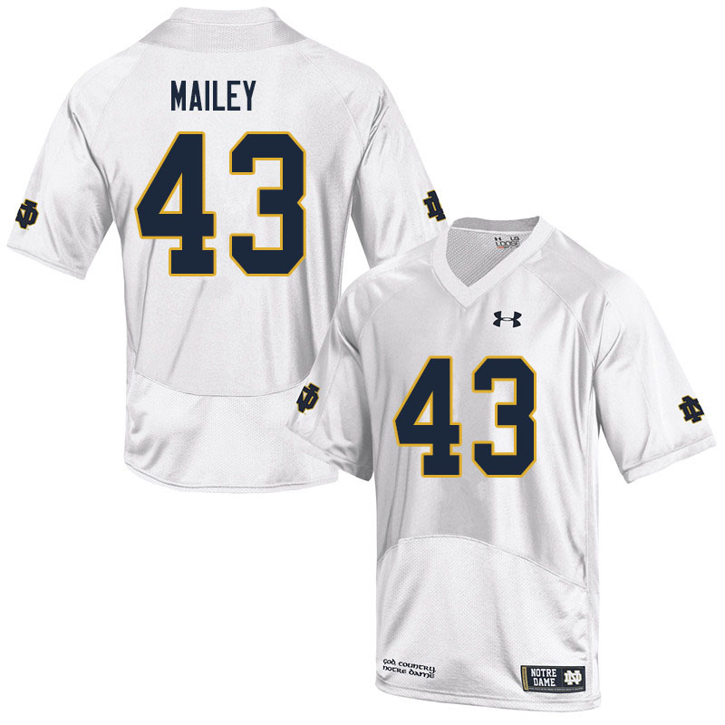 Men's NCAA Notre Dame Fighting Irish #43 Greg Mailey Stitched College Under Armour Authentic White Football Jersey SI10B34DE